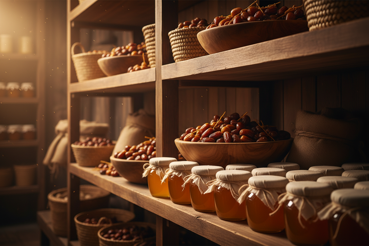 Store banner with honey and dates - no text